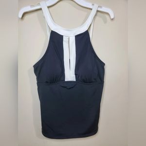 Liz Claiborne Size Small Black & White Tankini Swimsuit Top Only New no Tags